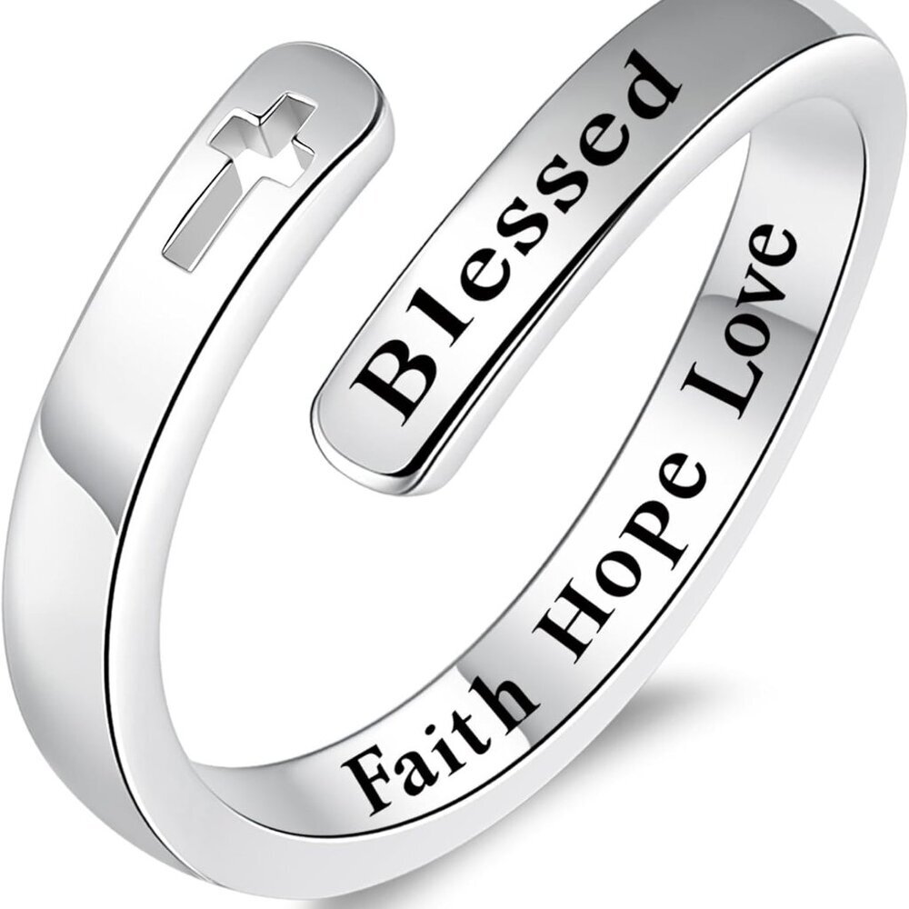 Silver Adjustable Ring Inspirational Jewelry S925 Sterling Wrap Open Ring for Wo